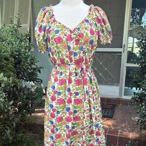 Floral Wrap Midi/Maxi Dress, Size M, Laura Ashley, Vintage 1970s Style